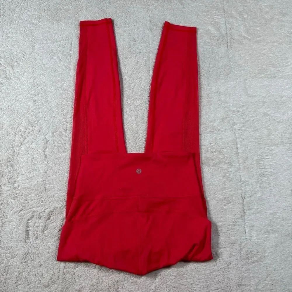 Lululemon Wunder Under Red Leggings Size 6 High Rise Luxtreme Athleisure Athleti